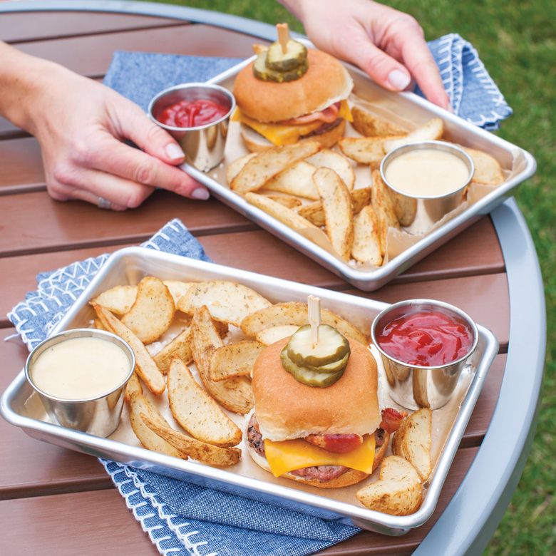 Nordic Ware 36570 Burger Serving Tray, Aluminum, Silver, 9.3 in L, 6-1/4 in W - 2
