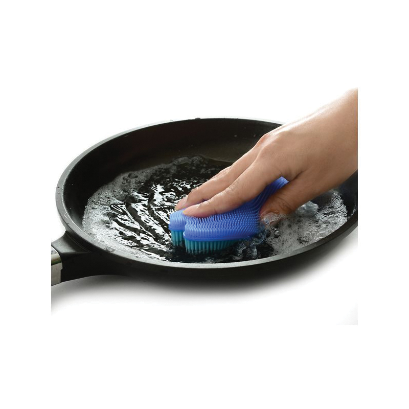 Norpro 1093 Dish Brush, Silicone Bristle, 5-1/2 in L, Blue - 5