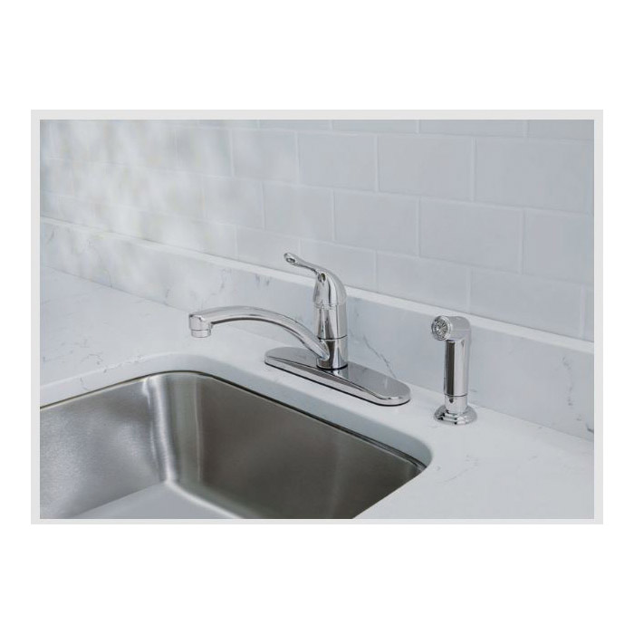 OakBrook Collection Pacifica Series 67534-1001 Kitchen Faucet, 1.8 gpm, 1-Handle, 4-Faucet Hole, Chrome Plated - 2
