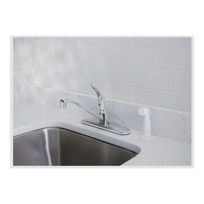 OakBrook Collection Essentials 67210-2301 Series Kitchen Faucet, Chrome Plated, 8 in Spout Reach, 3-Faucet Hole - 2