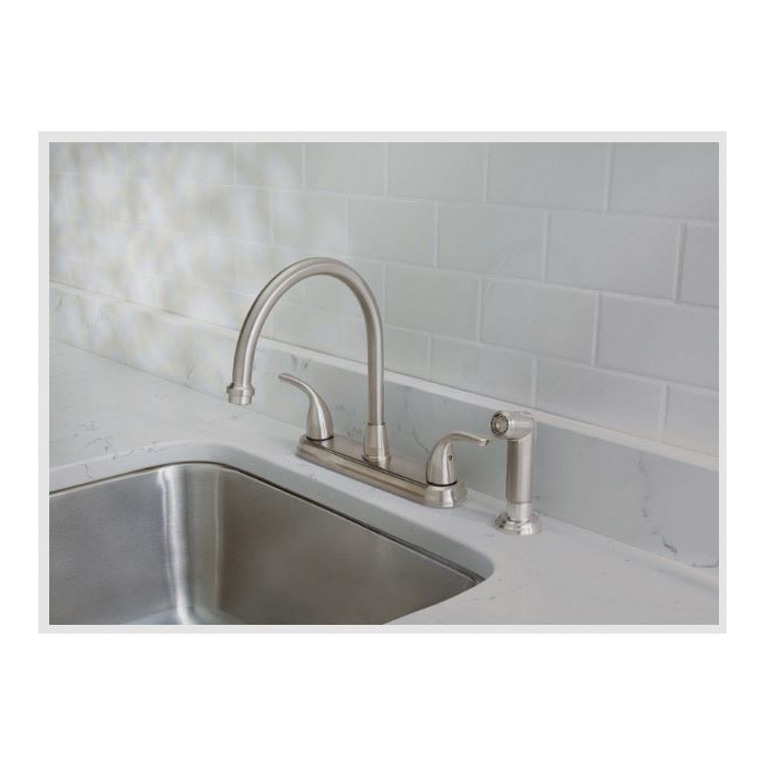 OakBrook Collection Pacifica Series 67157-1104 Kitchen Faucet, 1.8 gpm, 2-Handle, 1, 3-Faucet Hole, Brushed Nickel - 2