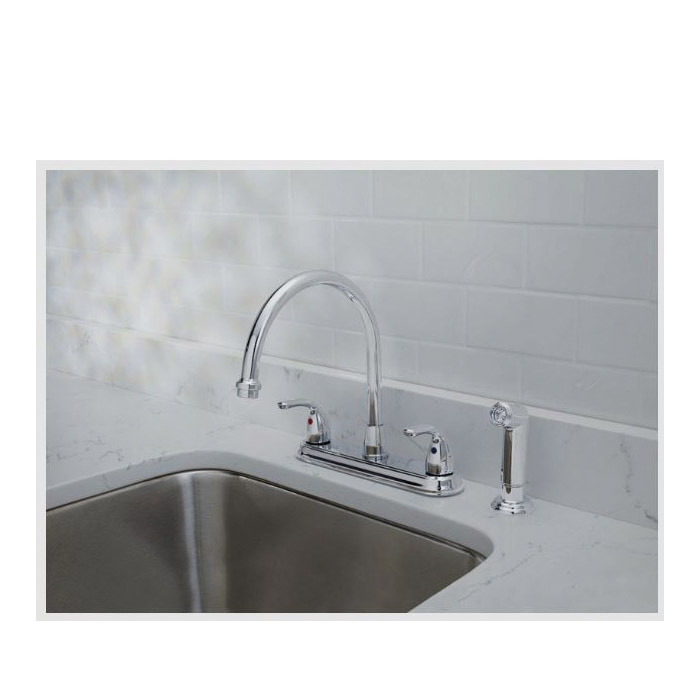 OakBrook Collection Pacifica Series 67157-1101 Kitchen Faucet, 1.8 gpm, 2-Handle, 1, 3-Faucet Hole, Chrome Plated - 2