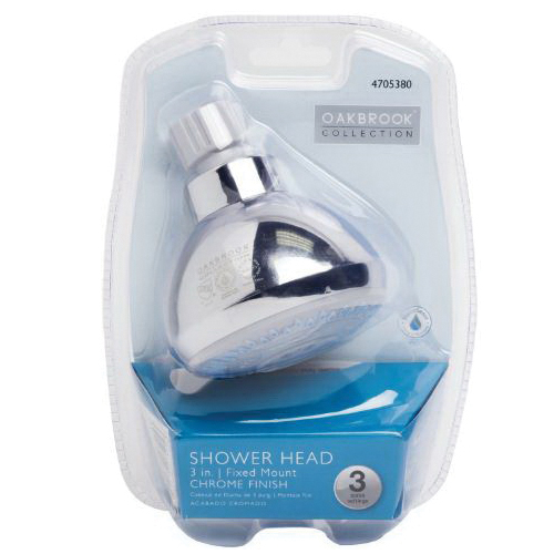 OakBrook Collection 520A3335CP-WS Wallmount Shower Head, 1.8 gpm, 1/2 in Connection, 3-Spray Function, PVC, 3 in Dia - 2