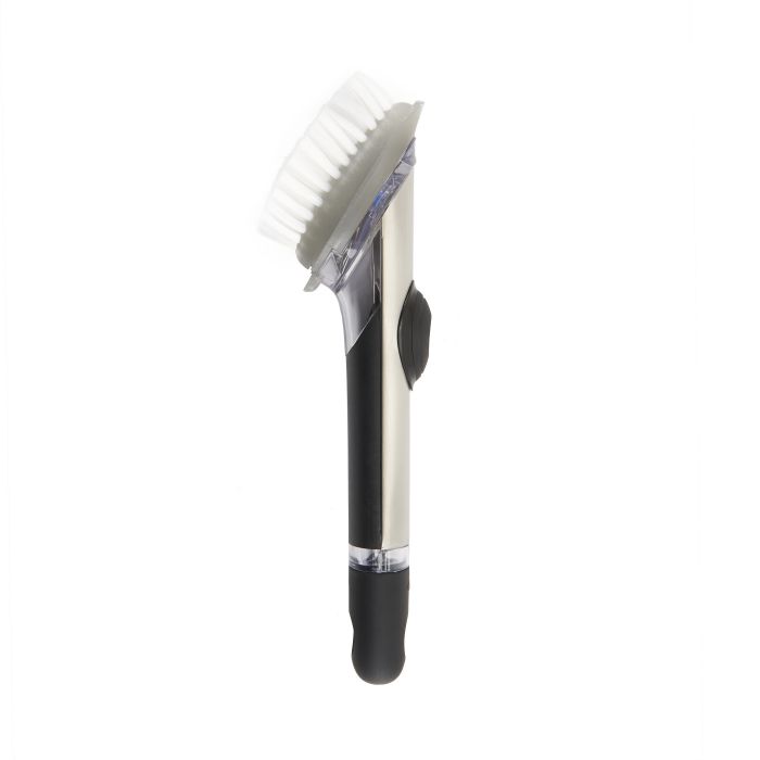 Oxo 1068584 Soap Dispensing Dish Brush, 10-3/4 in OAL, Nylon Trim, Non-Slip Grip Handle, Stainless Steel Handle - 3