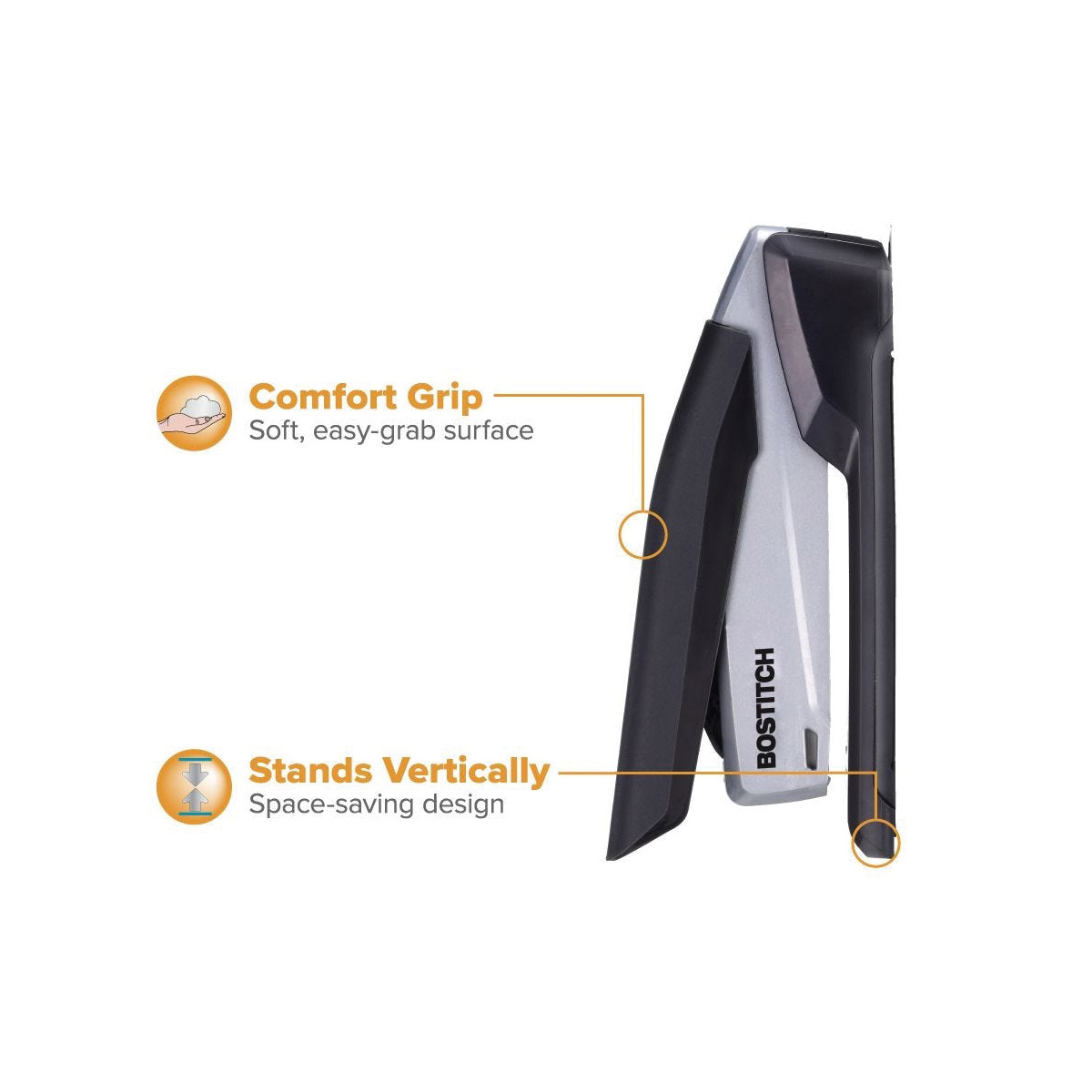 Paper Pro InPower 1100 Desktop Stapler, 20 Sheet, 210 Staple, Full Strip Staple, 4-1/2 in D Throat, Black/Gray - 3