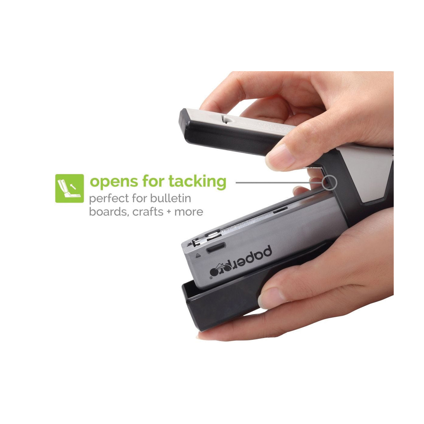 Paper Pro inJOY 1510 Compact Stapler, 20 Sheet, 105 Staple, Half Strip Staple, Black/Gray - 4