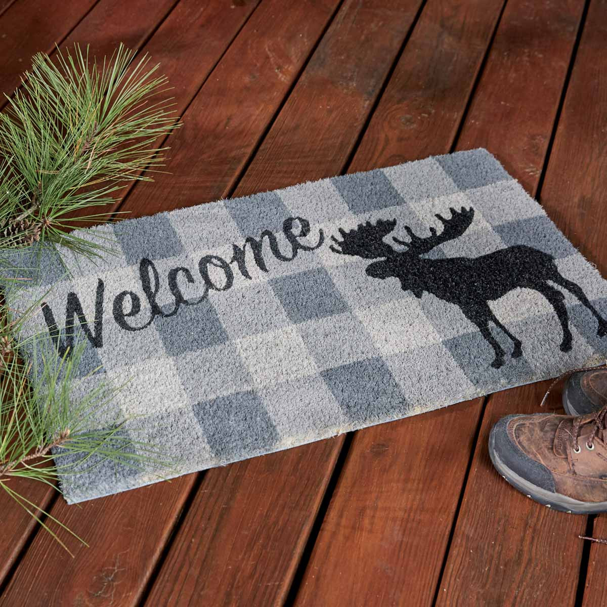 Park Designs 113-27M Door Mat, 18 in L, 30 in W, Natural Fiber Surface, Black/Gray - 2