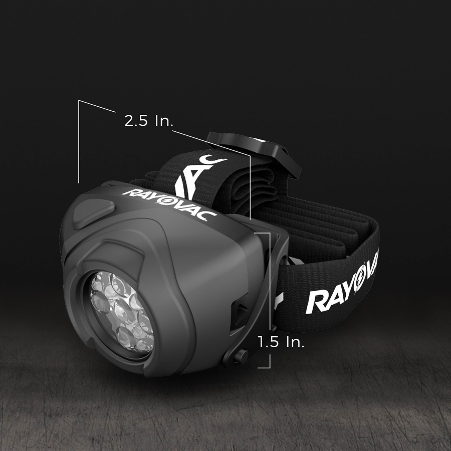 Rayovac DIYHL3AAA-BTA Headlight, AAA Battery, Alkaline Battery, LED Lamp, 50 to 21, 30 m Beam Distance, 17 hr Run Time - 4