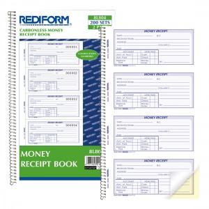Rediform 8L820 Money Receipt Book, Carbonless, Paper, White/Yellow - 3