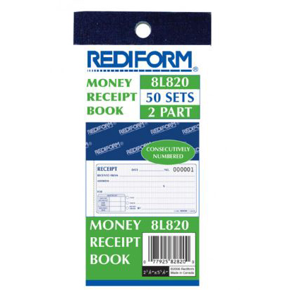 Rediform 8L820 Money Receipt Book, Carbonless, Paper, White/Yellow - 4