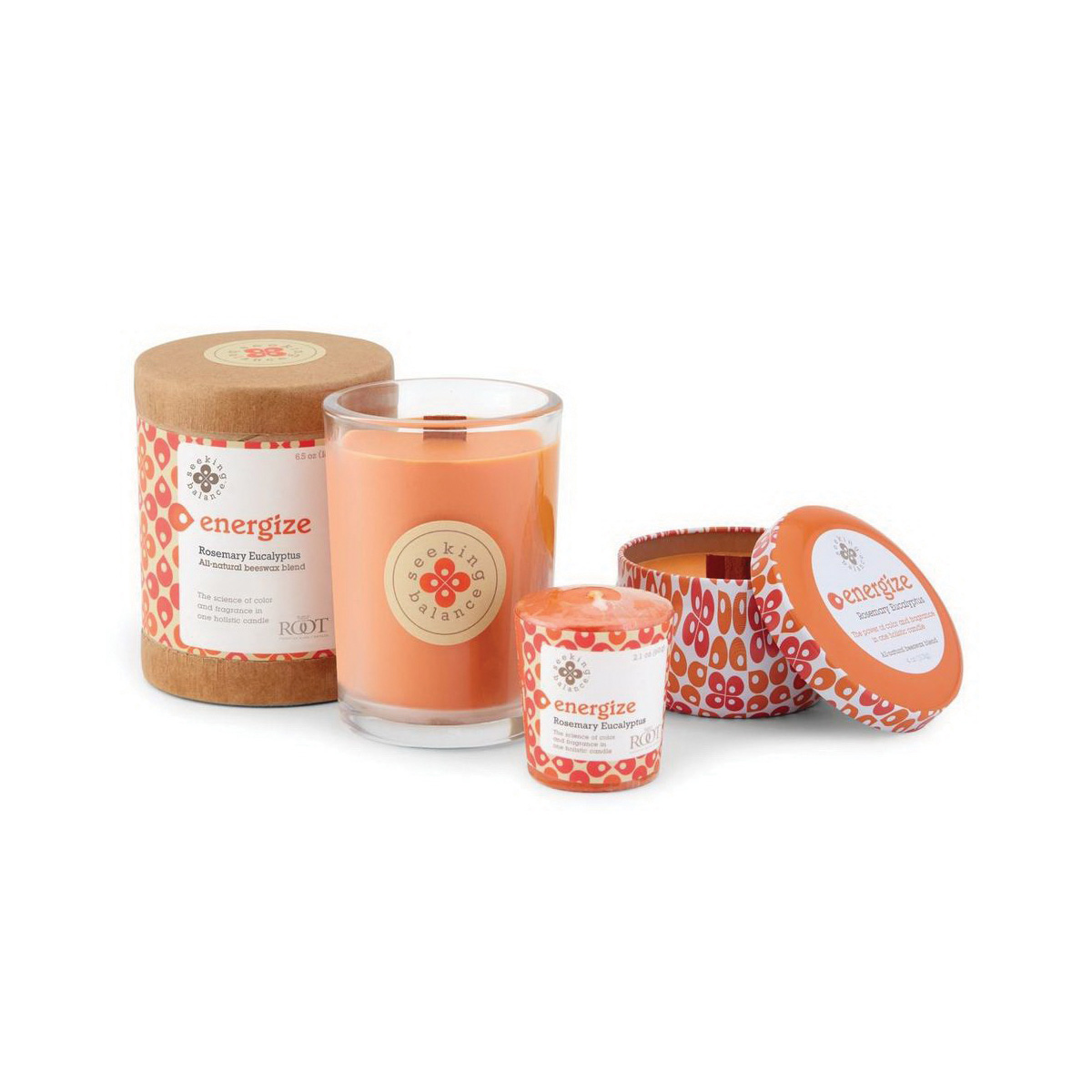Root Seeking Balance 16228 Candle, Rosemary Eucalyptus Fragrance, 20 hr Burning, Orange Candle - 2