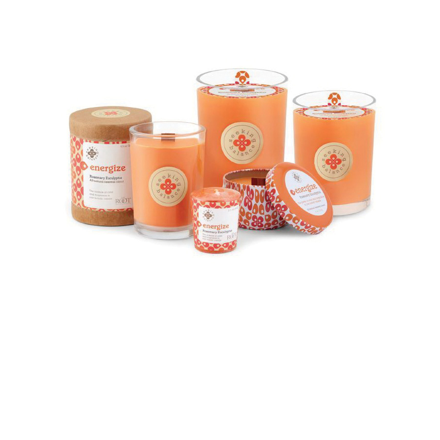 Root Seeking Balance 16228 Candle, Rosemary Eucalyptus Fragrance, 20 hr Burning, Orange Candle - 3