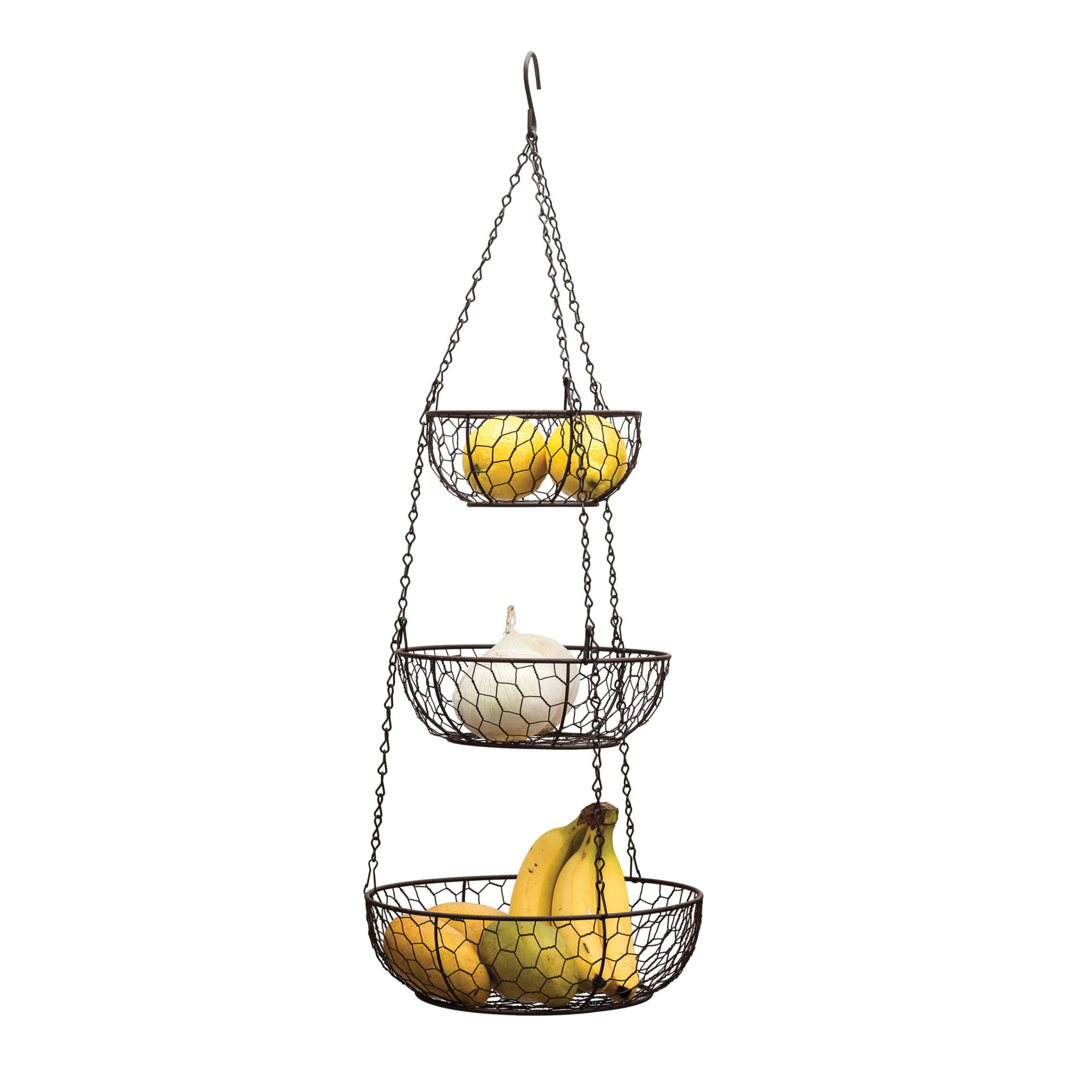 Rsvp International CW-311 3-Tier Hanging Basket, 10 lb, 3-Compartment, Bronze - 2