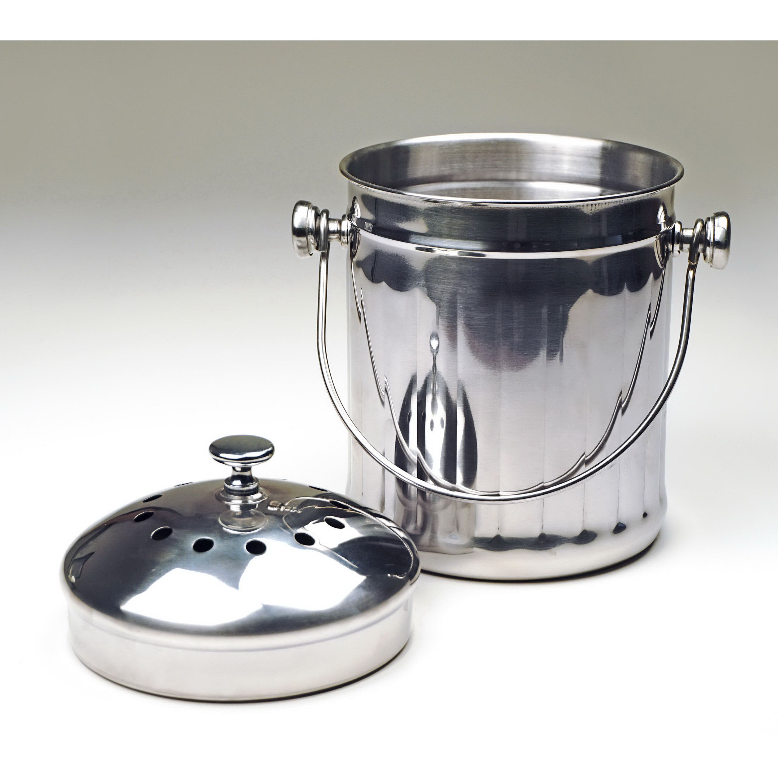 Endurance PAIL-SM Compost Pail, 0.5 gal, 5-3/4 in Dia, 9 in H, Stainless Steel - 2