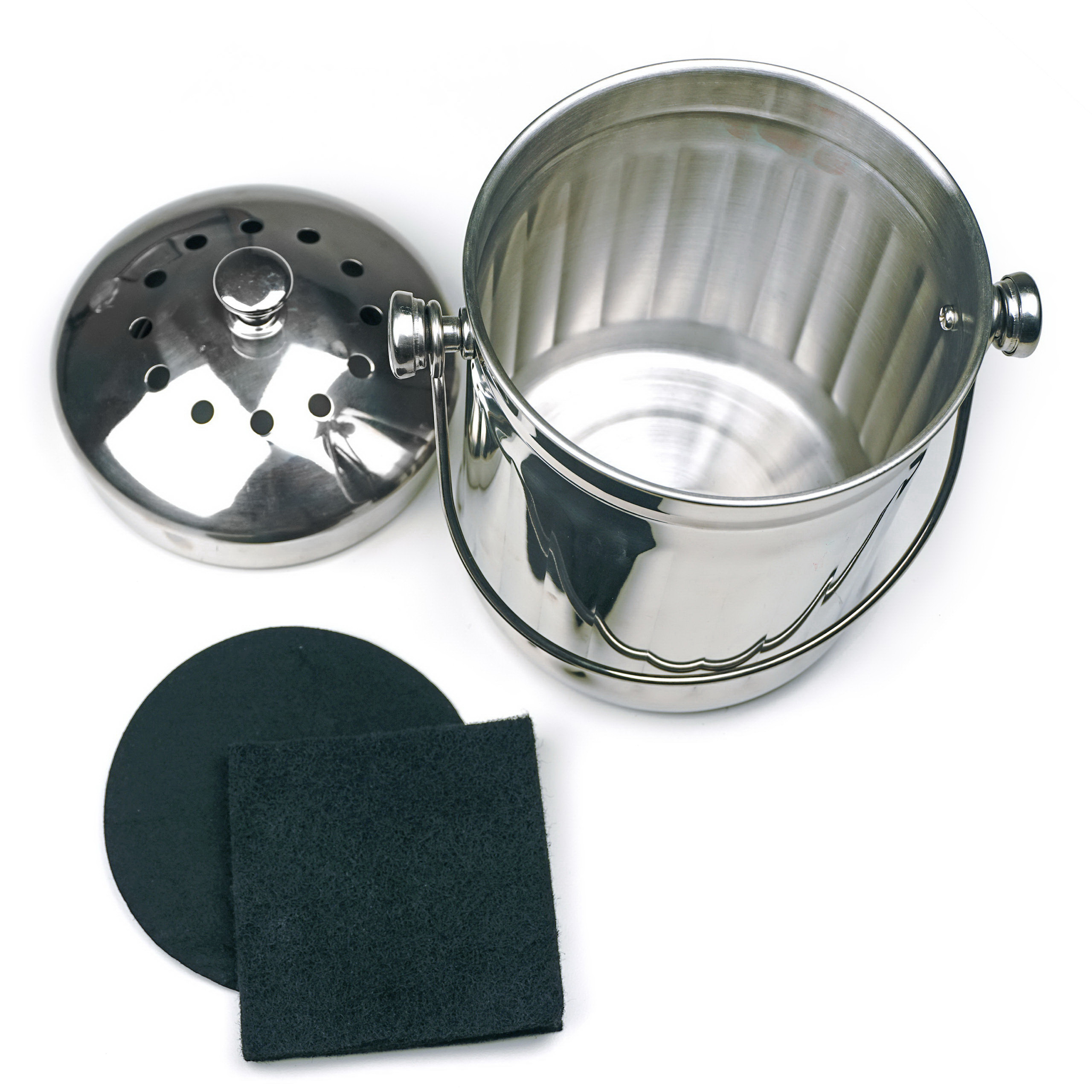 Endurance PAIL-SM Compost Pail, 0.5 gal, 5-3/4 in Dia, 9 in H, Stainless Steel - 3