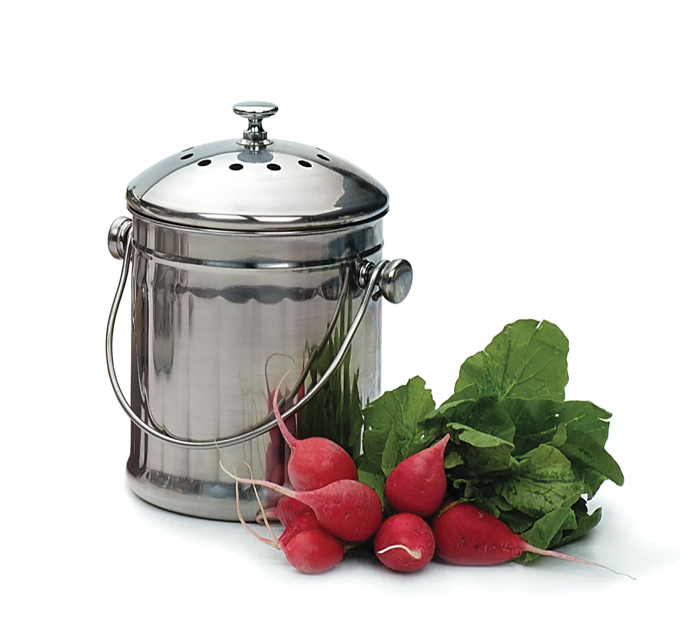 Endurance PAIL-SM Compost Pail, 0.5 gal, 5-3/4 in Dia, 9 in H, Stainless Steel - 4