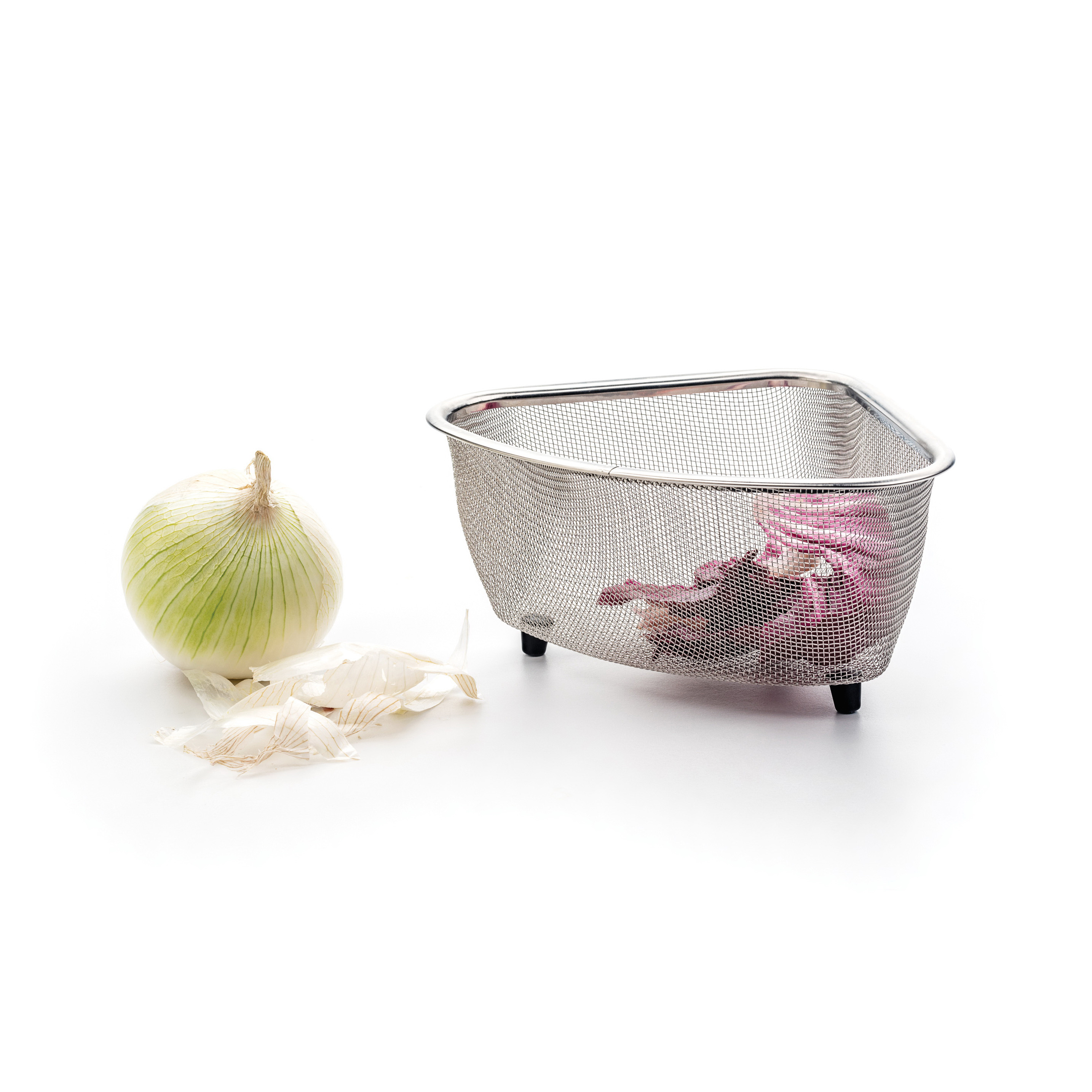 Rsvp International COR-M In-Sink Mesh Basket, 3 qt, Stainless Steel, 5-3/8 in Dia - 2