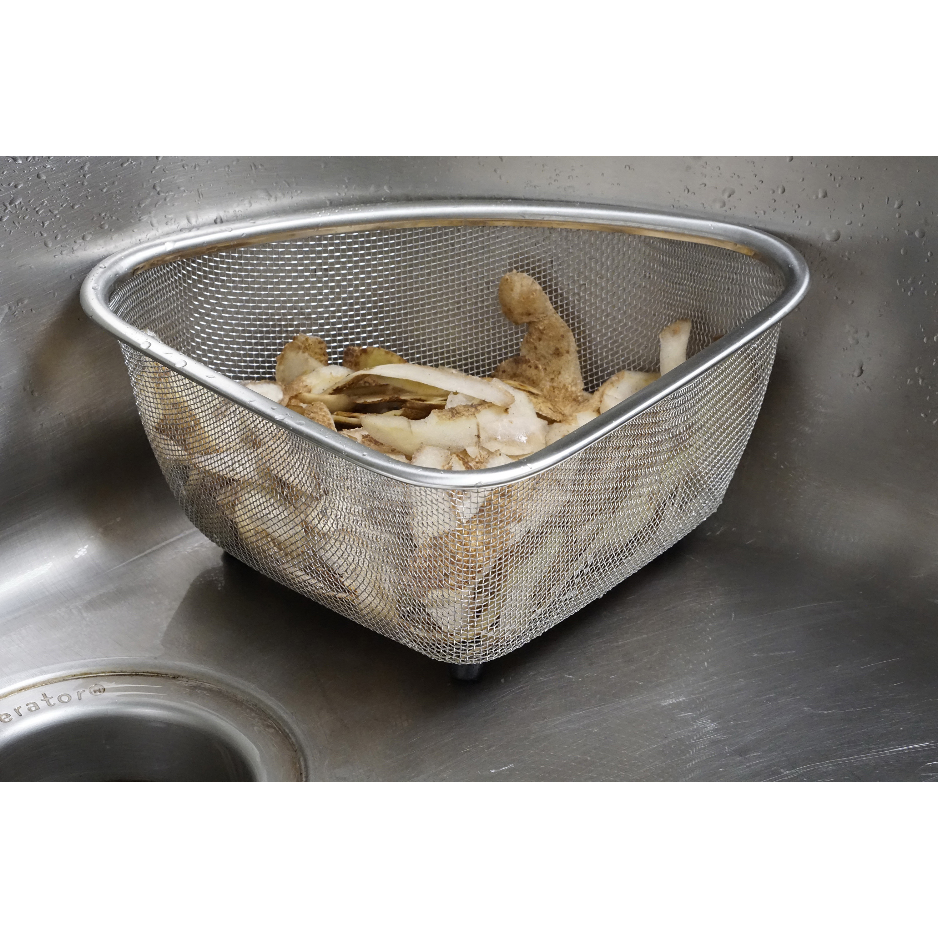 Rsvp International COR-M In-Sink Mesh Basket, 3 qt, Stainless Steel, 5-3/8 in Dia - 3