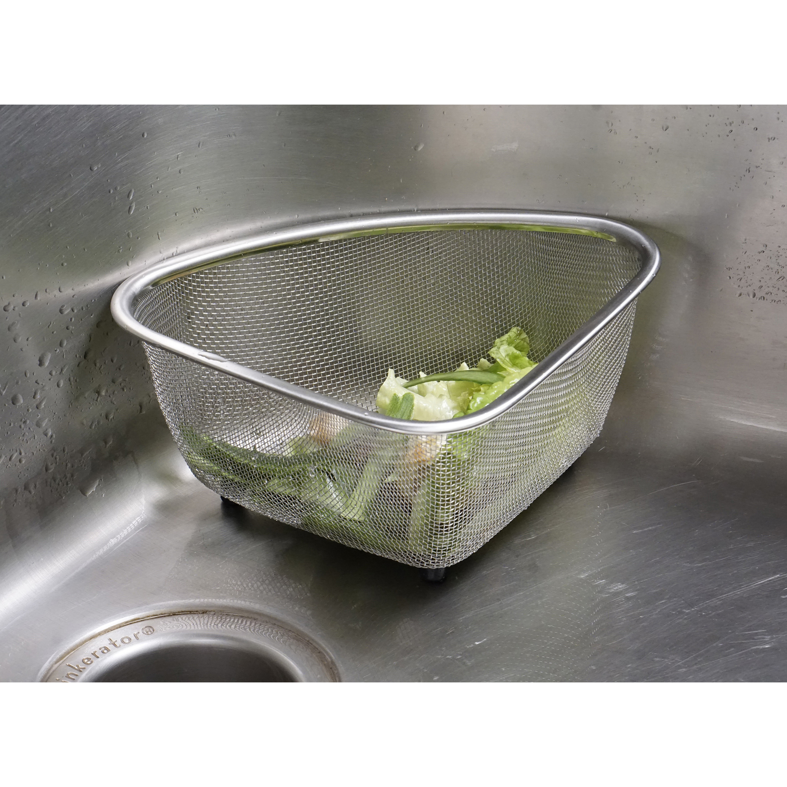 Rsvp International COR-M In-Sink Mesh Basket, 3 qt, Stainless Steel, 5-3/8 in Dia - 4