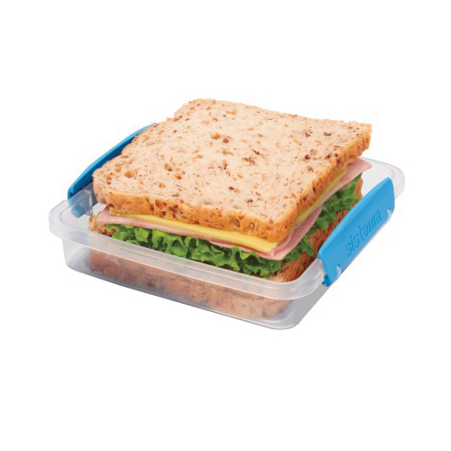 Sistema TO GO 21647 Sandwich Box, 15.22 oz Capacity, Plastic, Assorted, 6.1 in L, 5.91 in W, 1.69 in H - 5