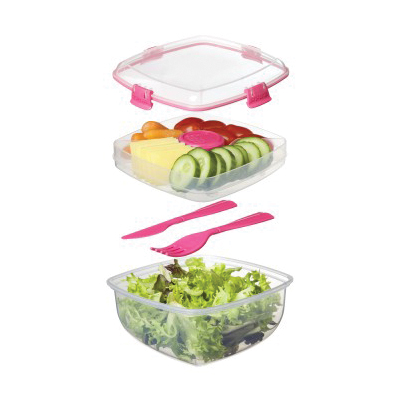 Sistema TO GO 21356 Salad Storage Container, 37.2 oz Capacity, Plastic, Assorted, 6.57 in L, 6.57 in W, 3.39 in H - 5