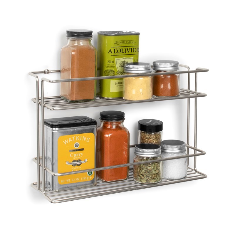 Spectrum A46578 Spice Rack, 1.3 lb, Steel, Satin Nickel, 4 in L, 11-3/4 in W, 7-3/4 in H - 5