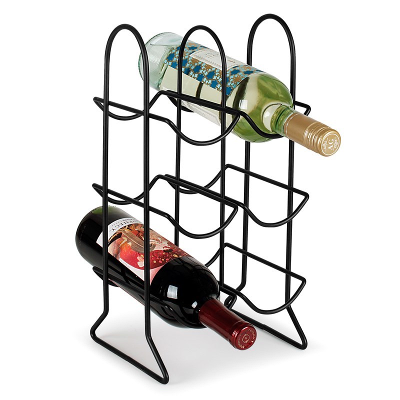 Spectrum 496-10 Six-Bottle Wine Rack, 8 in W, 6-3/4 in D, 15 in H, Steel, Black - 2