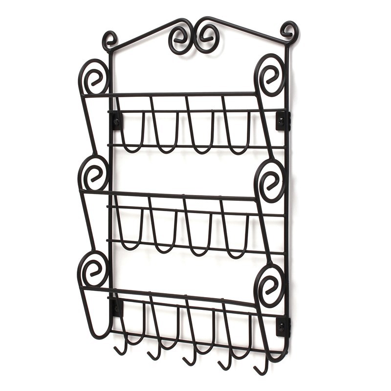 Spectrum 43310 Letter Holder and Key Rack, 5-Hook, Steel, Black, 11-1/4 in W, 14-1/2 in H, 2-1/4 in L