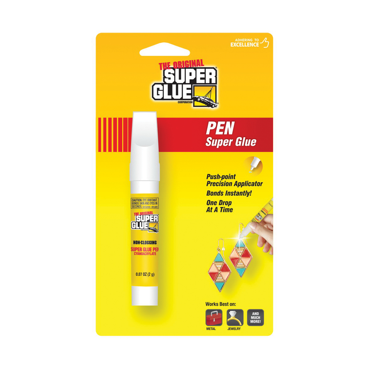 Superglue Corp GPM Super Glue, Liquid, Intensely Irritating, Clear, 0.07 oz, Pen - 2