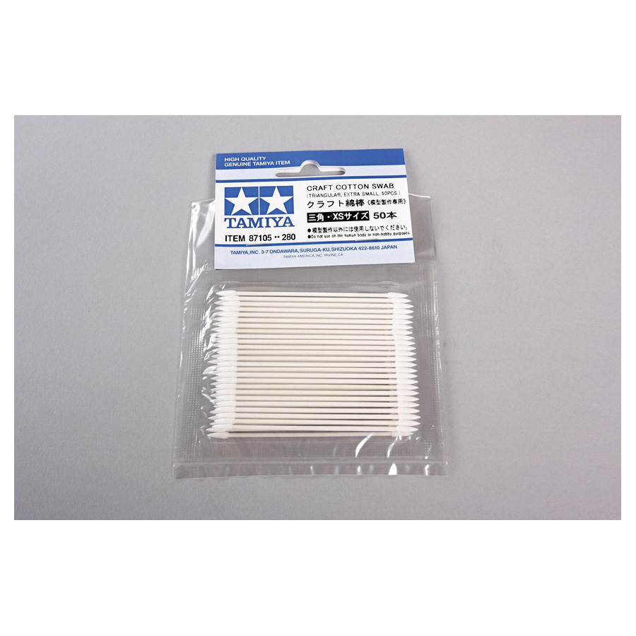 Tamiya 87105 Series Craft Swab, Specifications: Triangular Shape, 76-1/2 mm Length, 1-1/2 mm Diameter, XS, Cotton, 50/PK - 3
