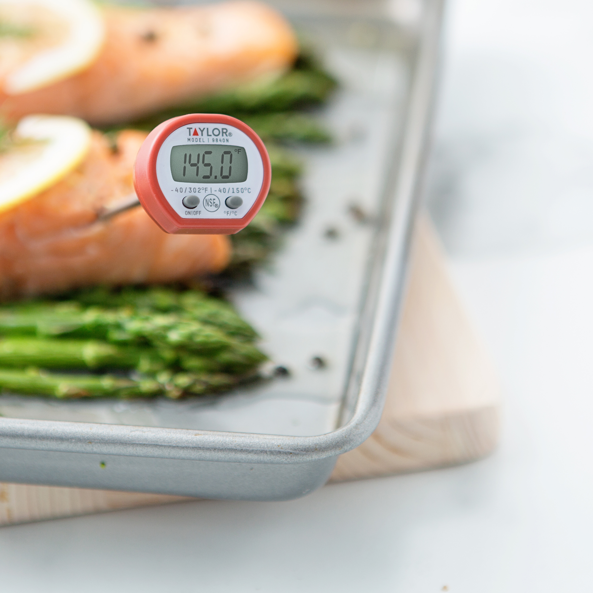 Taylor 9840N Thermometer, 58 to 302 deg F, Digital Display, Red - 2