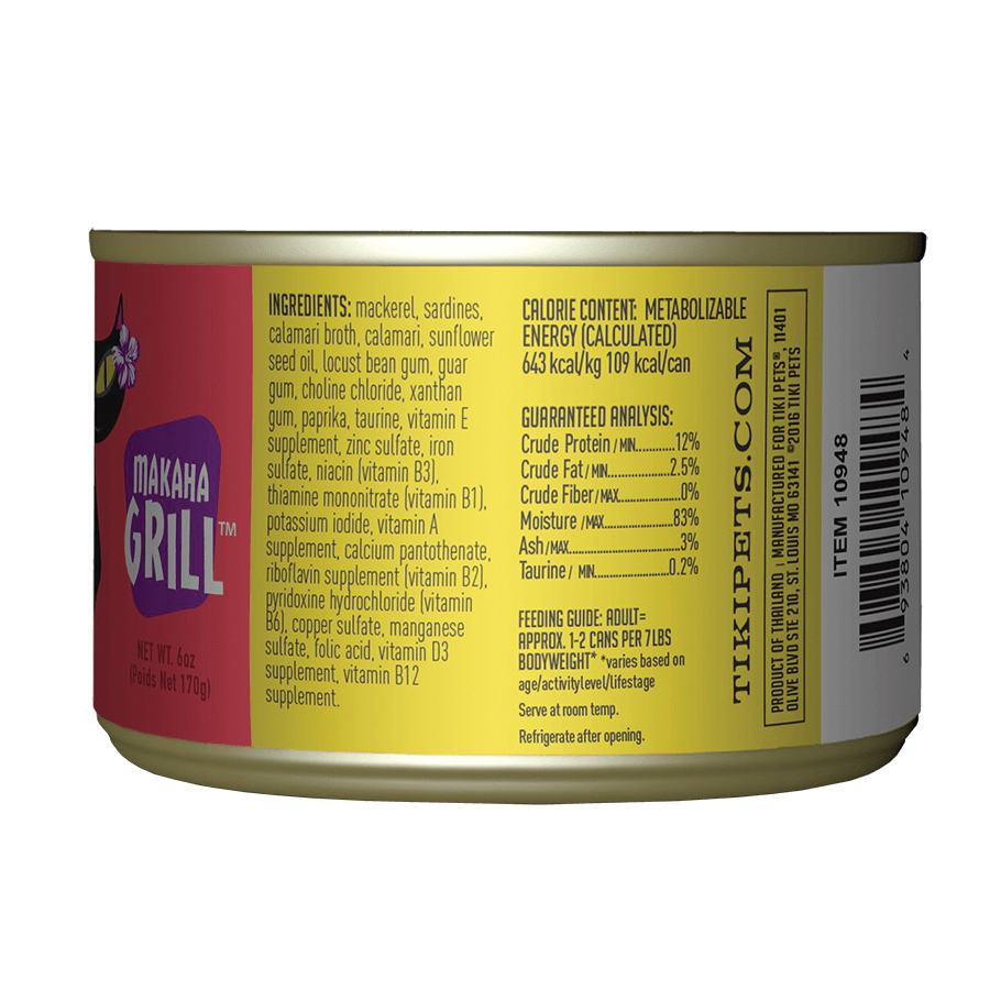Tiki Pets Tiki Cat Lanai Grill 10036 Cat Food, Mackerel, Sardines Flavor, 2.8 oz Can - 2