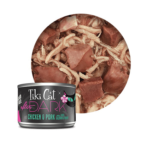 Tiki Pets Tiki Cat After Dark 11241 Cat Food, Chicken, Pork Flavor, 2.8 oz Can - 2