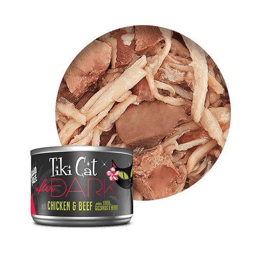 Tiki Pets Tiki Cat After Dark 11240 Cat Food, Beef, Chicken Flavor, 2.8 oz Can - 2