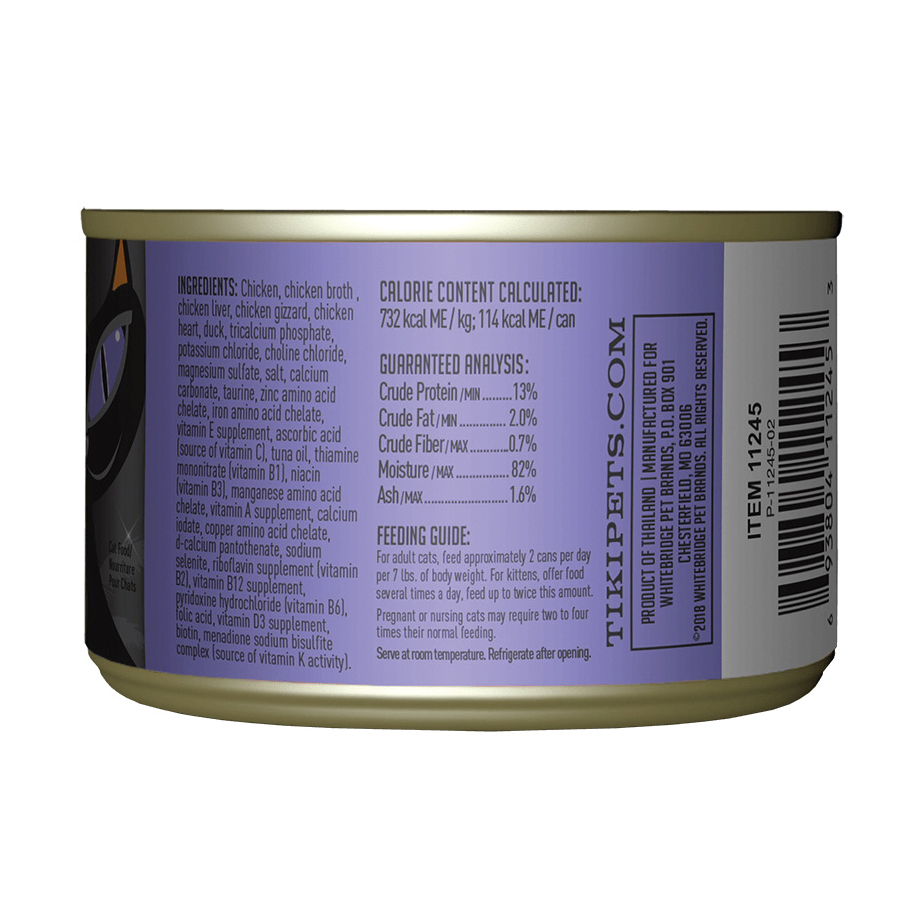 Tiki Pets Tiki Cat After Dark 11238 Cat Food, Chicken, Duck Flavor, 2.8 oz Can - 3