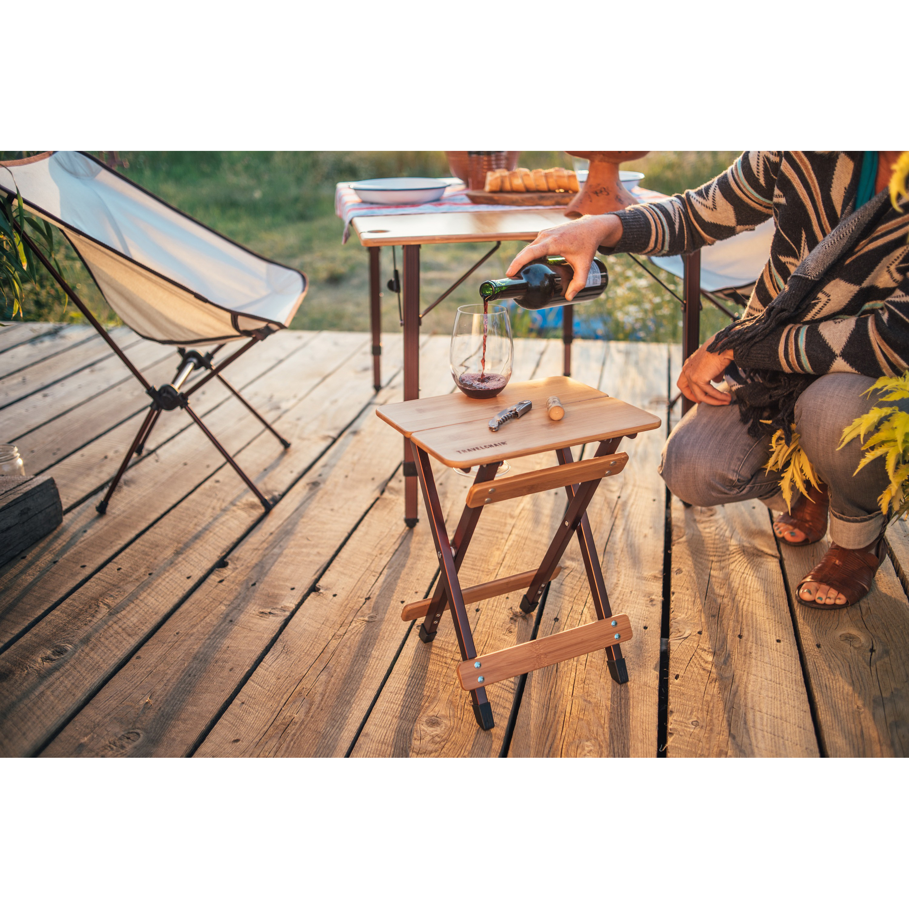 Travel Chair 2689KP Side Kanpai Table, Bamboo, Brown - 4