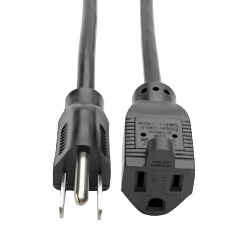 Triplelite P022-001 Power Cord, 18 AWG Cable, 1 ft L, 10 A, 120 VAC, Black - 2