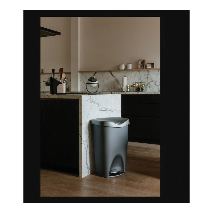 umbra 084200-410 Brim Trash Can, 13 gal Capacity, Polypropylene/Steel, Nickel, Step-On Lid Closure, 16.4 in W - 2