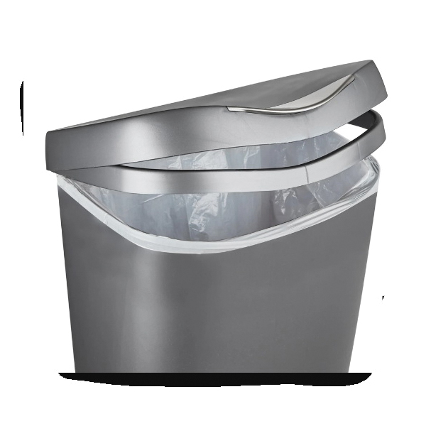 umbra 084200-410 Brim Trash Can, 13 gal Capacity, Polypropylene/Steel, Nickel, Step-On Lid Closure, 16.4 in W - 3