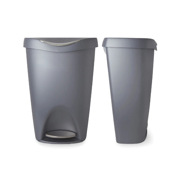 umbra 084200-410 Brim Trash Can, 13 gal Capacity, Polypropylene/Steel, Nickel, Step-On Lid Closure, 16.4 in W - 4