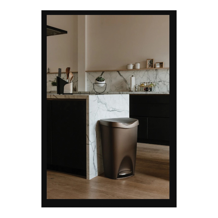 umbra 084200-125 Brim Trash Can, 13 gal Capacity, Polypropylene/Steel, Bronze, Step-On Lid Closure, 16.4 in W - 2