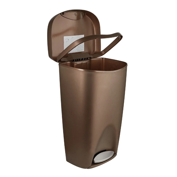 umbra 084200-125 Brim Trash Can, 13 gal Capacity, Polypropylene/Steel, Bronze, Step-On Lid Closure, 16.4 in W - 3