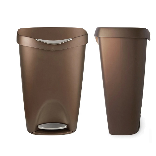 umbra 084200-125 Brim Trash Can, 13 gal Capacity, Polypropylene/Steel, Bronze, Step-On Lid Closure, 16.4 in W - 5