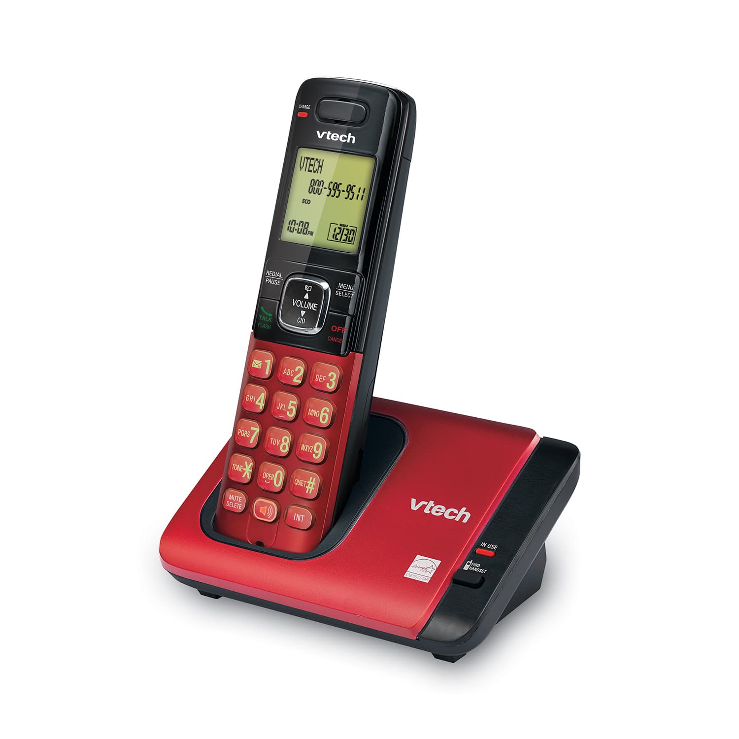 Vtech CS6719-16 Cordless Phone, 50 Caller ID History, LCD Display, Red - 2