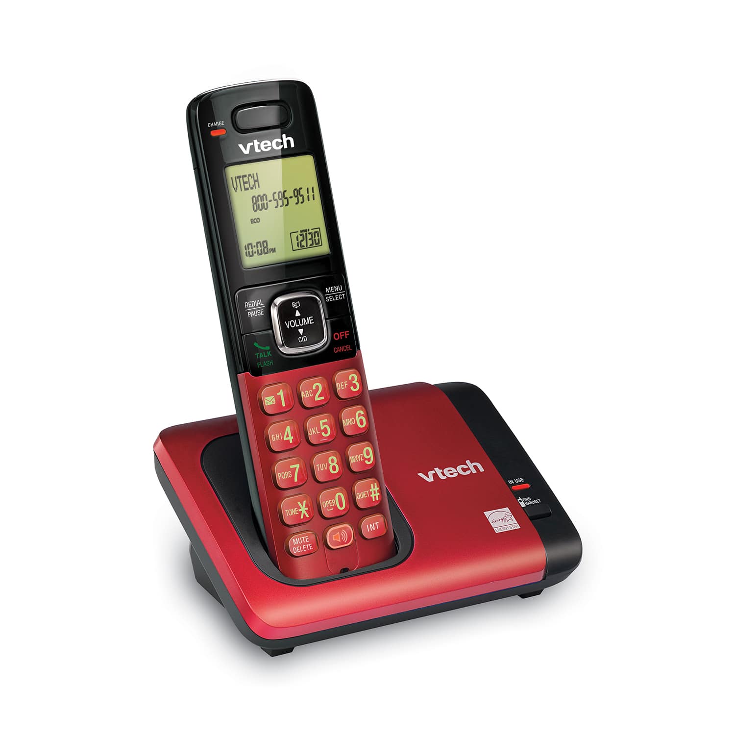 Vtech CS6719-16 Cordless Phone, 50 Caller ID History, LCD Display, Red - 3