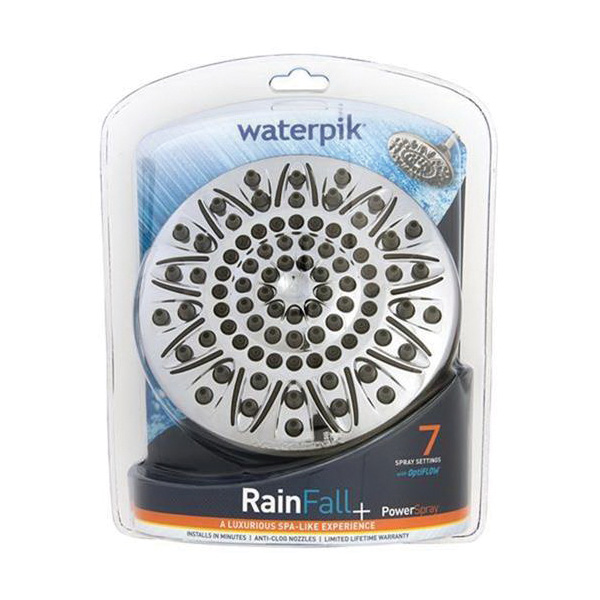 Waterpik ASR-733E Shower Head, Round, 1.8 gpm, 1/2 in Connection, 7-Spray Function, Plastic, Chrome, 7 in Dia - 2