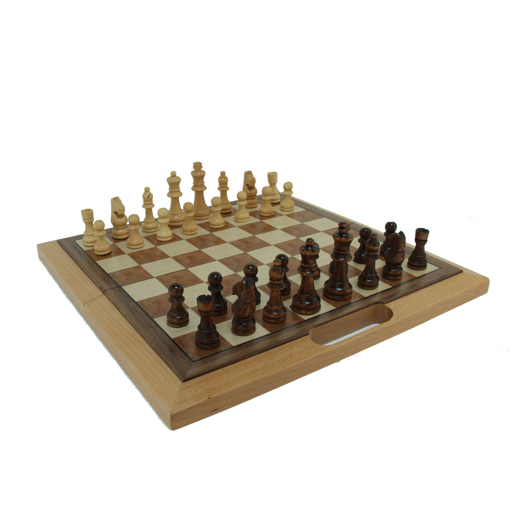 We Games 281116 3-in-1 Combination Set with Folding Board and Handle, Wood - 2