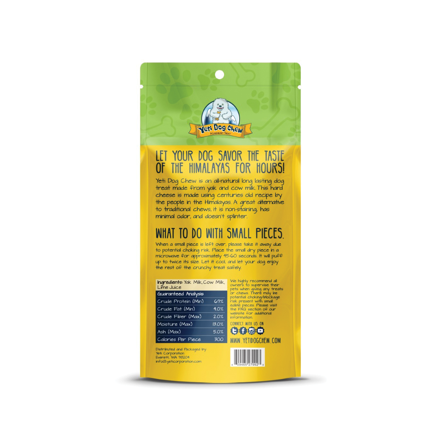 Yeti Dog Chew YDC-M Dog Chew, M Breed, 2.5 oz Pack - 3