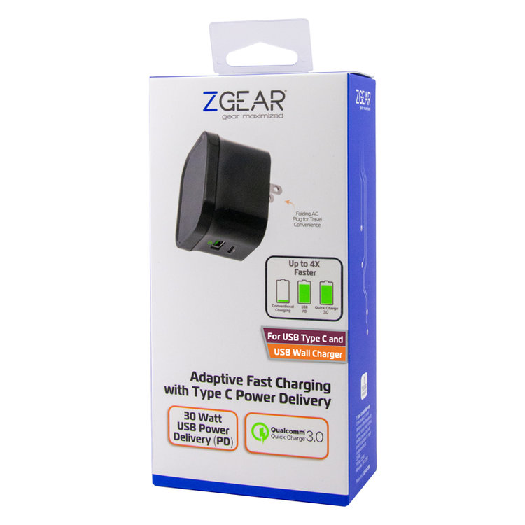 Zgear WC-UCP30UAQ3 Wall Charger, Black - 2