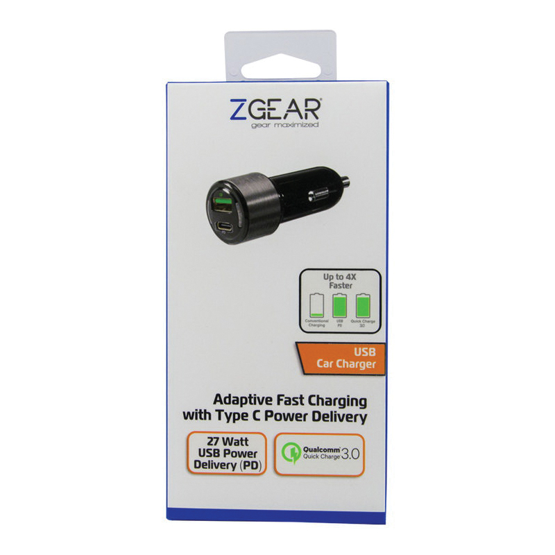 Zgear PC-UCP27UAQ3 Car Charger, 3 A Output, Black Housing - 2